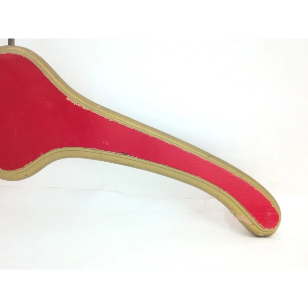 Hollywood Regency Red Gold Wooden Monogrammed Clothes Hanger Department S T L G